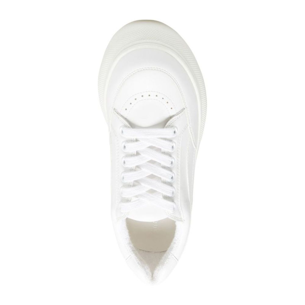 MADDEN GIRL Womens White Olliee Round Toe Platform Leather Athletic Sneakers 8 M - Picture 2 of 4